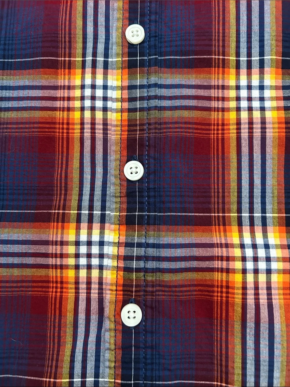 Gymboree Kid’s Plaid Button-Down Shirt in Navy, Red& Yellow, Size L (10-12)